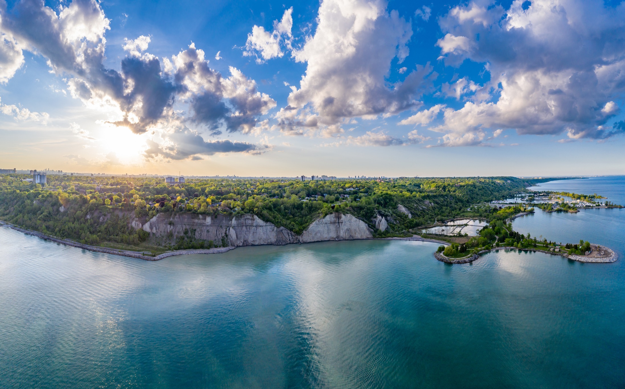 Aerial Bluffers Park - Cliff Park panoramic view, Scarborough, Canada